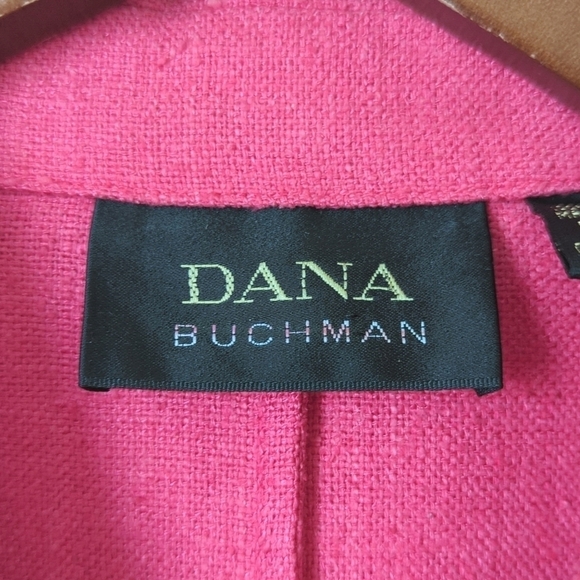 Dana Buchman 90's Vintage Lightweight Linen Collared Button Up Shacket Pink 10 - Picture 6 of 14